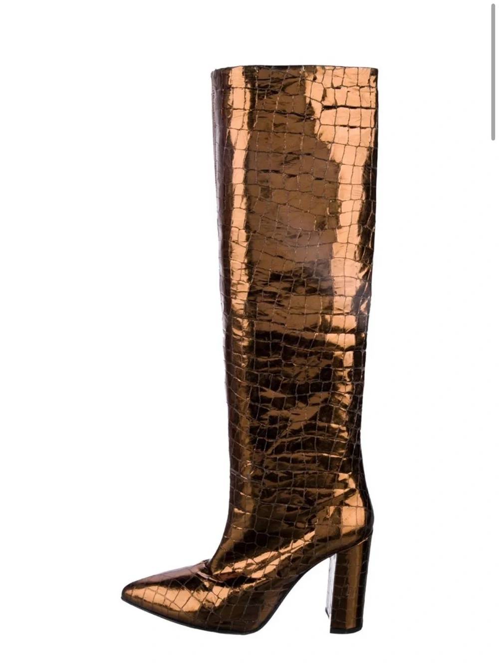 Paris Texas Metallic Bronze Croc Over-the-Knee Boots
